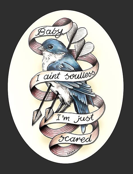 Just Scared Bluebird Tattoo Design