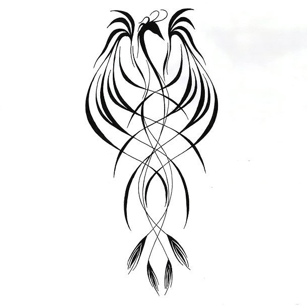 Line Phoenix Tattoo Design