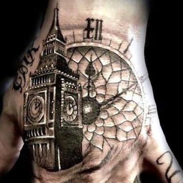 Big Ben on Hand for Men Tattoo