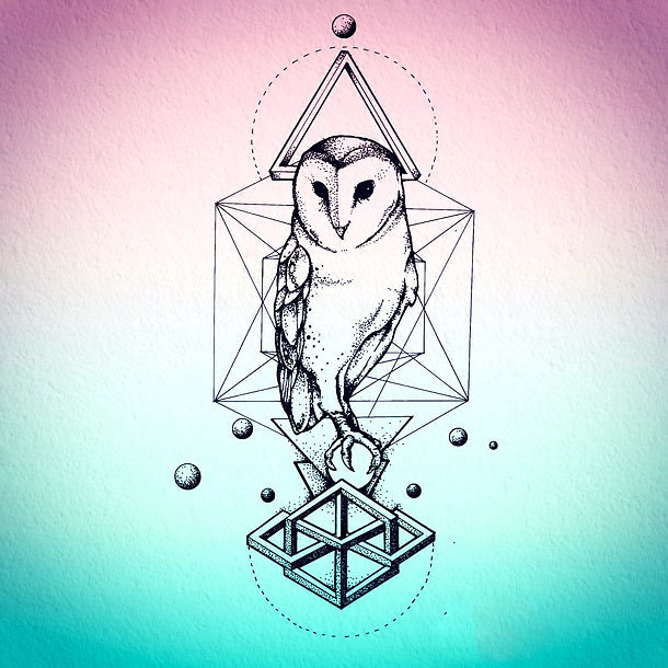 Owl Geometric Tattoo Images