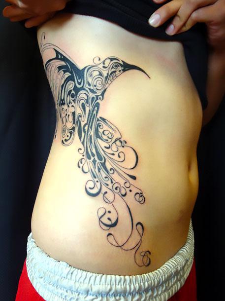 Big Hummingbird Tattoo on Side Tattoo Idea