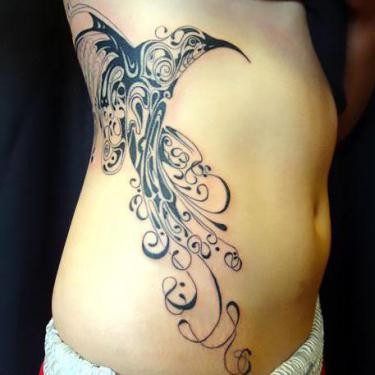 Big Hummingbird Tattoo on Side Tattoo