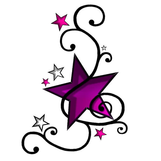 Purple Star Tattoo Design