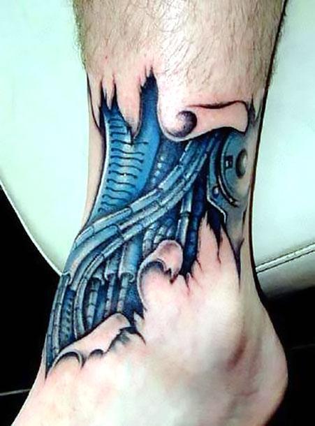 Biomechanical on Ankle Guy Tattoo Idea