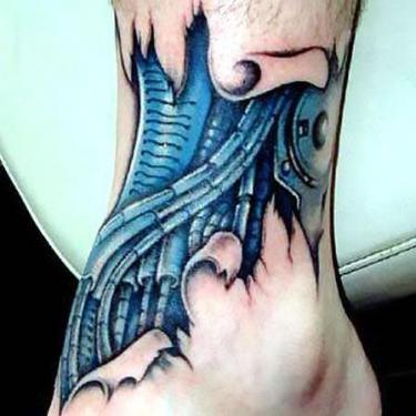 Biomechanical on Ankle Guy Tattoo