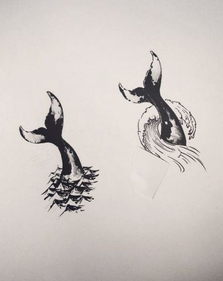 Cool Couples Whales Tattoo Design