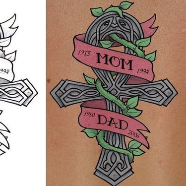 Celtic Cross Mom and Dad Tattoo