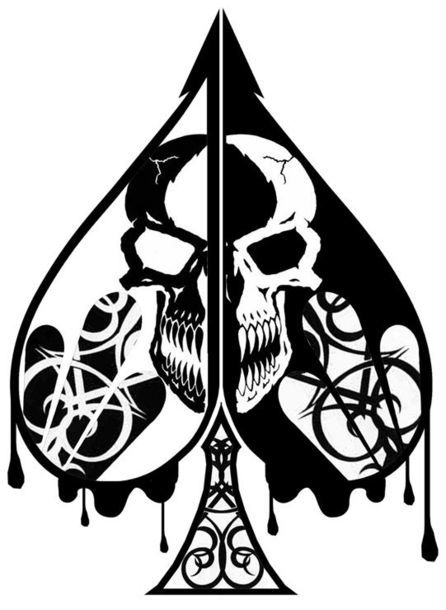 Black Spade with Skull Tattoo Design