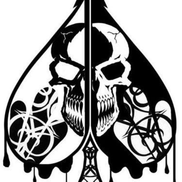 Black Spade with Skull Tattoo