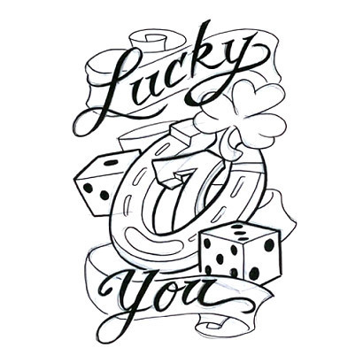 Lucky 7 Tattoo Design  Lucky tattoo 7 tattoo Tattoo lettering