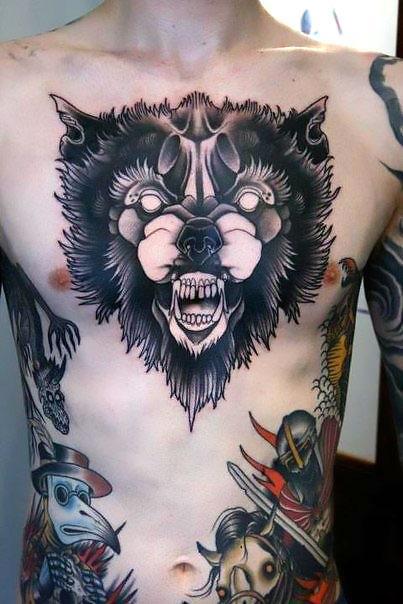 Bad Wolf Chest Tattoo Idea