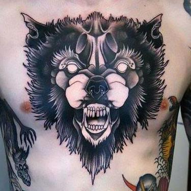 Bad Wolf Chest Tattoo