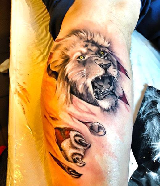 Bad 3D Lion Tattoo Idea