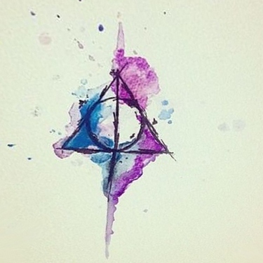 Watercolor Deathly Hallows Tattoo