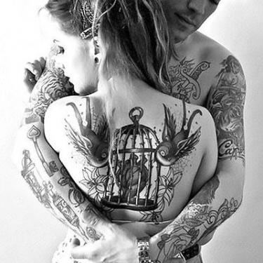 Birdcage on Back Tattoo