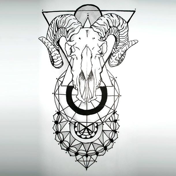 Abstract Goat Tattoo Design