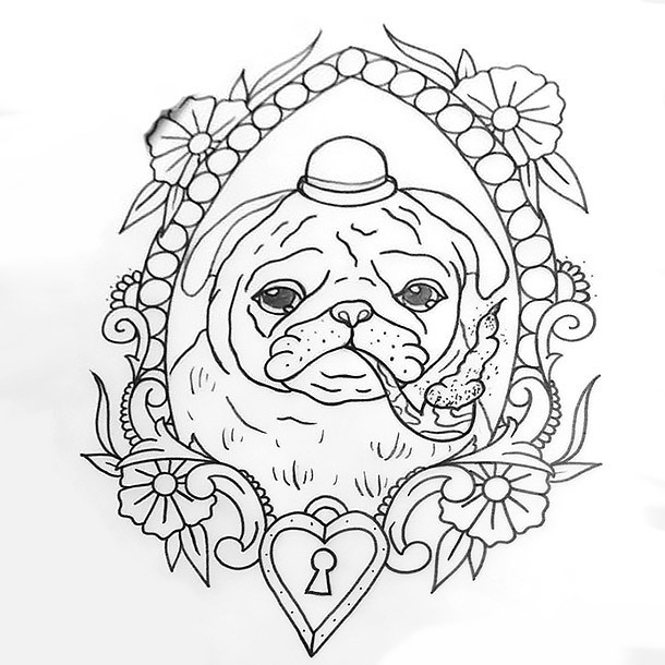British Bulldog Pup Tattoo Design