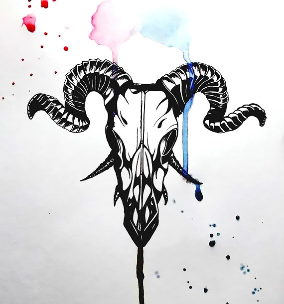 Cool Goat Skull Tattoo Design
