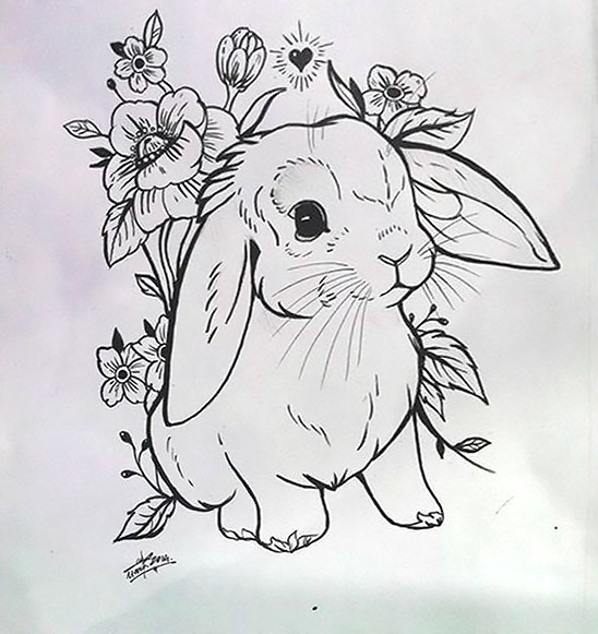 Cute Rabbit Tattoo Design