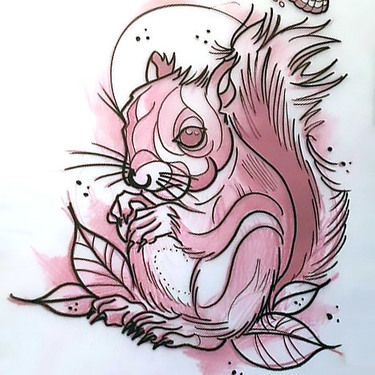 Neo Traditional Squirrel Tattoo