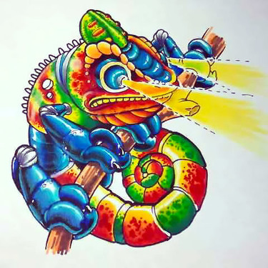 New School Chameleon Tattoo