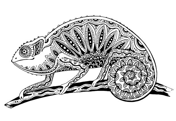Ornate Chameleon Tattoo Design
