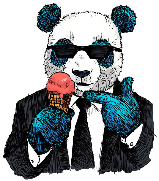 Panda In Black Tattoo Design
