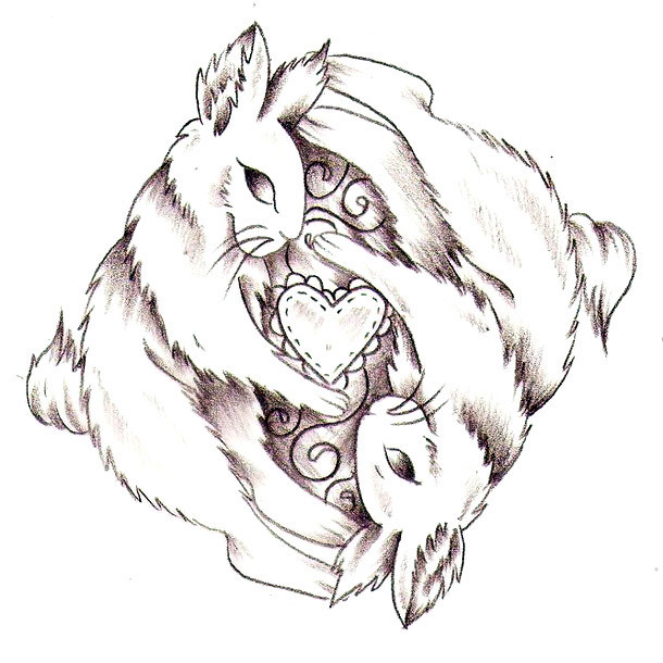 Rabbits Heart Keepers Tattoo Design