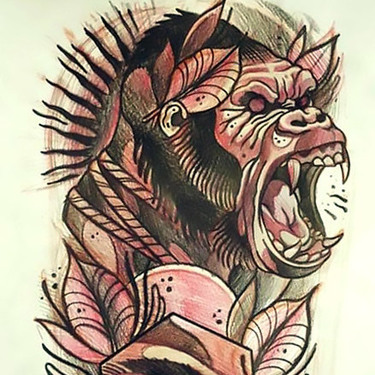 Creative Gorilla Tattoo Sketch Tattoo