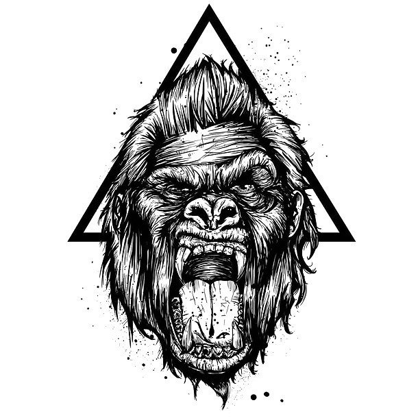 Gorilla and Triangle Tattoo Design