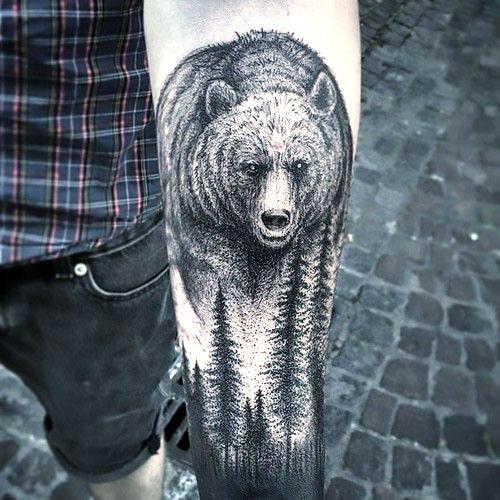 Bear and Forest Tattoo Idea