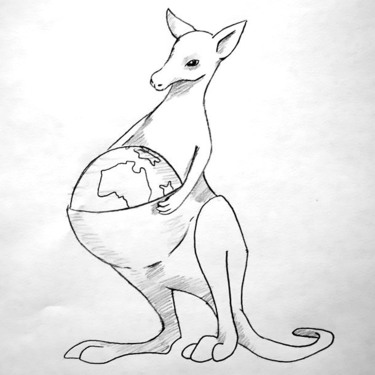 Kangaroo With Planet Tattoo