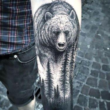 Bear and Forest Tattoo