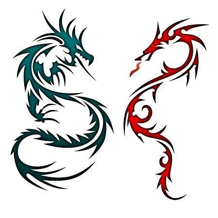 Matching Chinese Dragons Tattoo Design