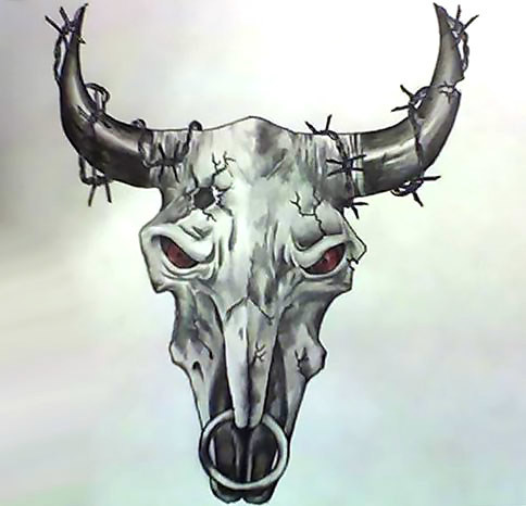 Amazing Bull Skull Tattoo Design