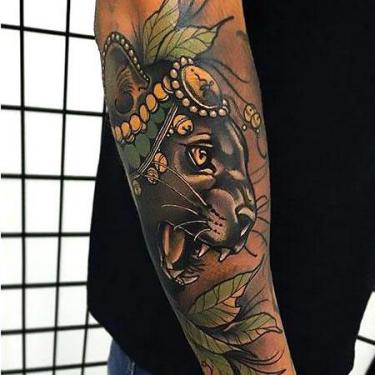 Beatiful Black Leopard Tattoo