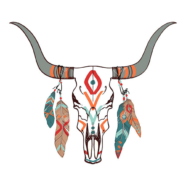 Cool Bull Skull Tattoo Design