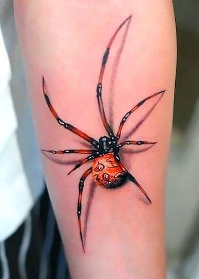 Beautiful 3D Spider Tattoo Idea