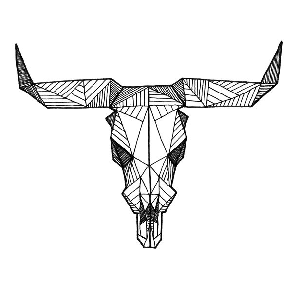 Geomtric Bull Skull Tattoo Design