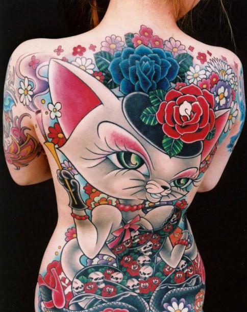 Full Back Feline Tattoo Idea
