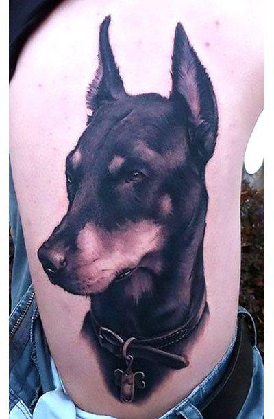 Beautiful Doberman Dog Tattoo Idea