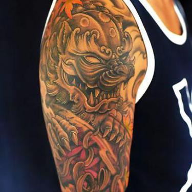 Beautiful Foo Dog on Arm Tattoo
