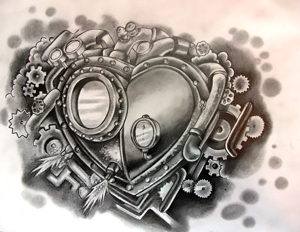 Steampunk Heart Tattoo Design