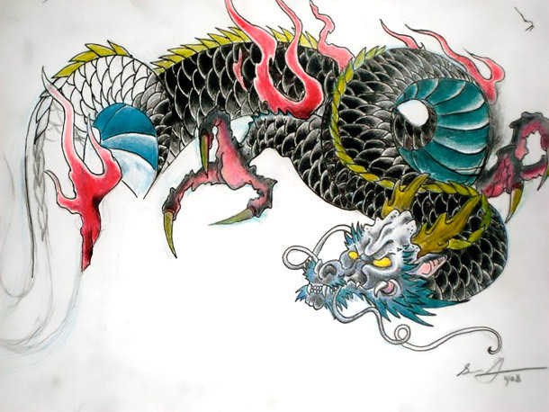 Traditional Japanese Dragon tattoo design by miketooch on DeviantArt