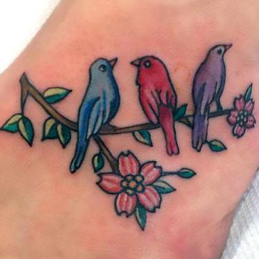 Birds on Foot Tattoo
