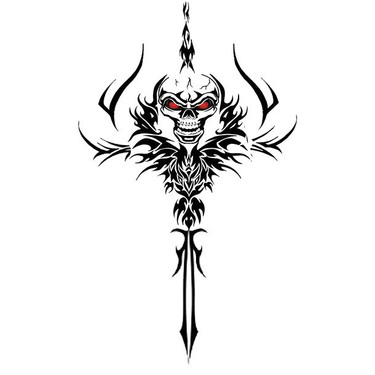 Tribal Skull Dagger Tattoo