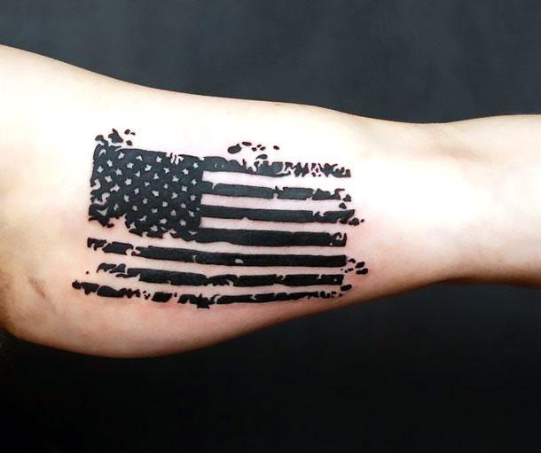 Black American Flag Tattoo Idea