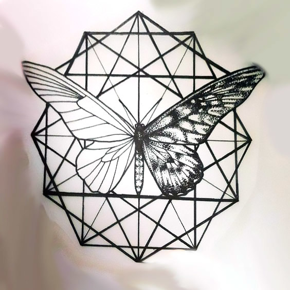Geometric Black Butterfly Tattoo Design
