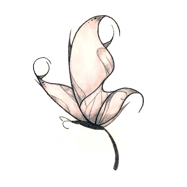 Pink Cute Simple Butterfly Tattoo Design