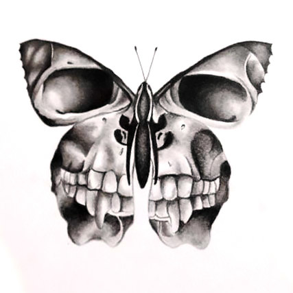 Skull Butterfly Tattoo Design